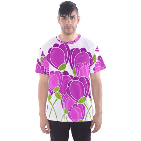 Purple Flowers Men s Sport Mesh Tee by Valentinaart