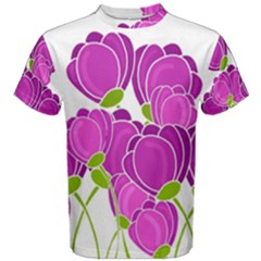 Purple Flowers Men s Cotton Tee by Valentinaart