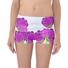 Purple Flowers Boyleg Bikini Bottoms