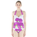 Purple flowers Halter Swimsuit View1