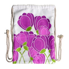 Purple Flowers Drawstring Bag (large)