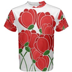 Red Floral Design Men s Cotton Tee