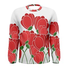 Red Floral Design Men s Long Sleeve Tee