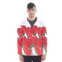 Red Floral Design Hooded Wind Breaker (men)