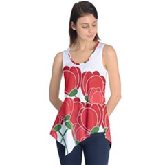 Red Floral Design Sleeveless Tunic