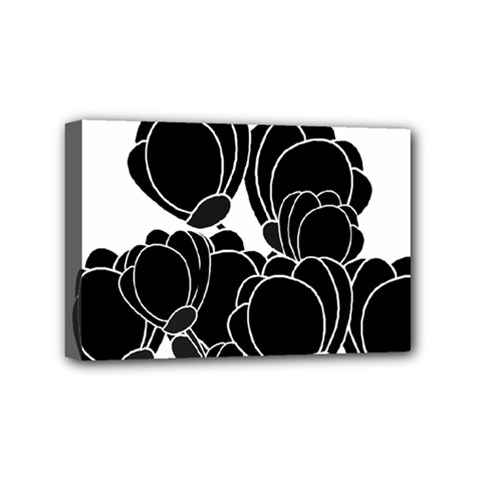 Black Flowers Mini Canvas 6  X 4 