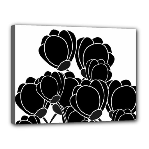 Black Flowers Canvas 16  X 12 