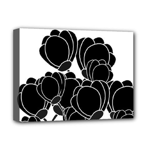 Black Flowers Deluxe Canvas 16  X 12   by Valentinaart