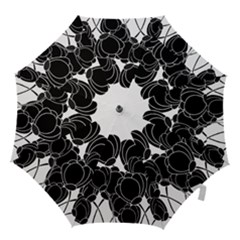 Black Flowers Hook Handle Umbrellas (large)