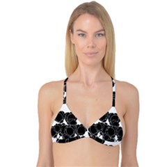 Black Flowers Reversible Tri Bikini Top