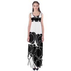 Black Flowers Empire Waist Maxi Dress