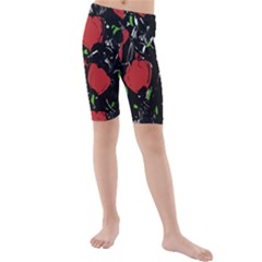 Red Roses Kids  Mid Length Swim Shorts by Valentinaart