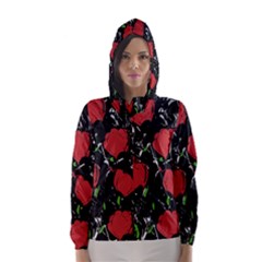 Red Roses Hooded Wind Breaker (women) by Valentinaart