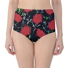 Red Roses High-waist Bikini Bottoms