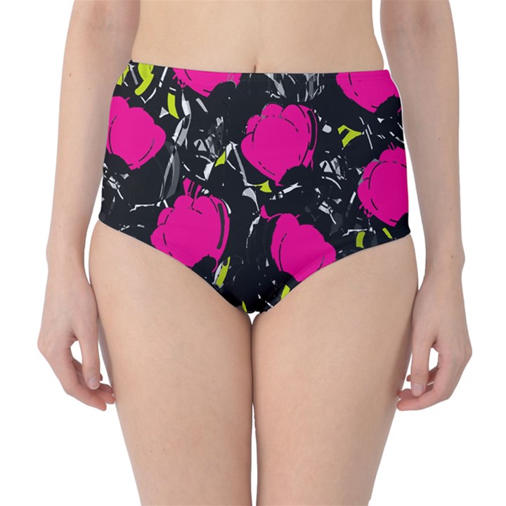 Pink roses  High-Waist Bikini Bottoms