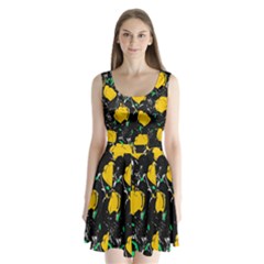 Yellow Roses 2 Split Back Mini Dress 