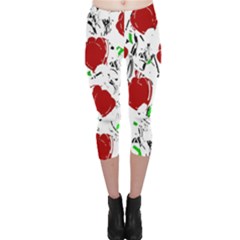 Red Roses 2 Capri Leggings 