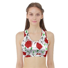 Red Roses 2 Sports Bra With Border