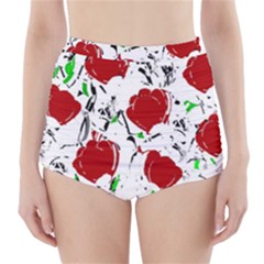 Red Roses 2 High-waisted Bikini Bottoms by Valentinaart