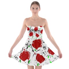 Red Roses 2 Strapless Bra Top Dress