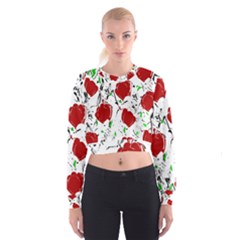 Red Roses 2 Women s Cropped Sweatshirt