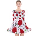 Red roses 2 Long Sleeve Velvet Skater Dress View1