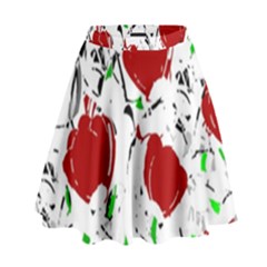 Red Roses 2 High Waist Skirt