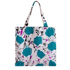 Cyan Roses Zipper Grocery Tote Bag