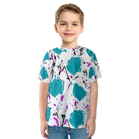 Cyan Roses Kids  Sport Mesh Tee by Valentinaart