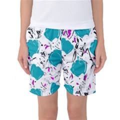 Cyan Roses Women s Basketball Shorts by Valentinaart