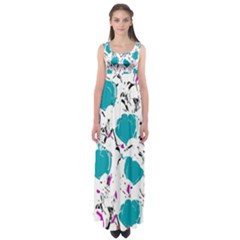 Cyan Roses Empire Waist Maxi Dress by Valentinaart