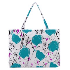 Cyan Roses Medium Zipper Tote Bag