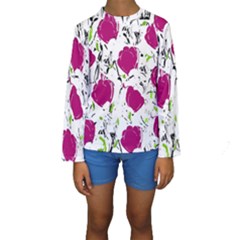 Magenta Roses Kids  Long Sleeve Swimwear