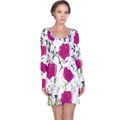 Magenta Roses Long Sleeve Nightdress