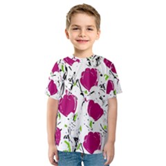 Magenta Roses Kids  Sport Mesh Tee