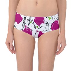 Magenta Roses Mid-waist Bikini Bottoms by Valentinaart