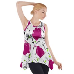 Magenta Roses Side Drop Tank Tunic