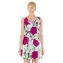 Magenta roses V-Neck Sleeveless Skater Dress View2