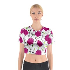 Magenta Roses Cotton Crop Top