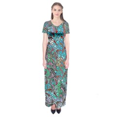 Colorful Abstract Painting Design  Short Sleeve Maxi Dress