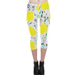 Yellow Roses 2 Capri Leggings  by Valentinaart