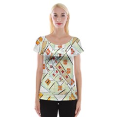 Multicolor Abstract Painting  Women s Cap Sleeve Top