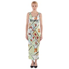 Multicolor Abstract Painting  Fitted Maxi Dress