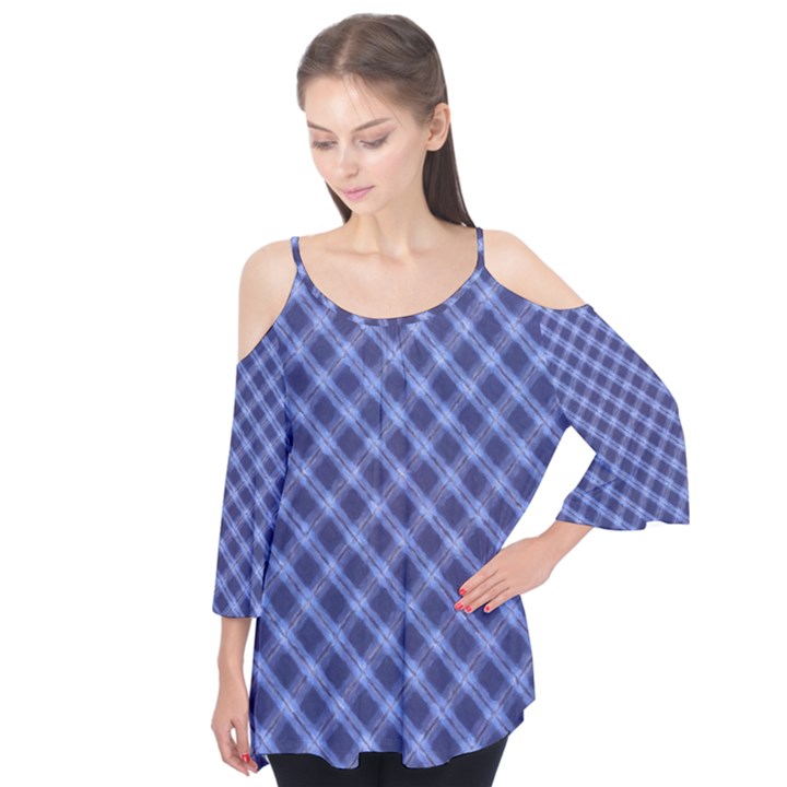 Blue And White Checkered Painting Design  Flutter Tees