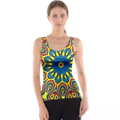 Yellow Flower Mandala Tank Top by designworld65