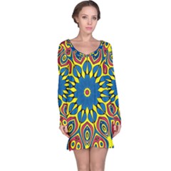 Yellow Flower Mandala Long Sleeve Nightdress