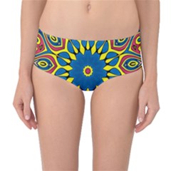 Yellow Flower Mandala Mid-waist Bikini Bottoms by designworld65