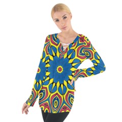 Yellow Flower Mandala Women s Tie Up Tee