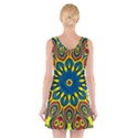 Yellow Flower Mandala V-Neck Sleeveless Skater Dress View2