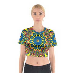 Yellow Flower Mandala Cotton Crop Top by designworld65